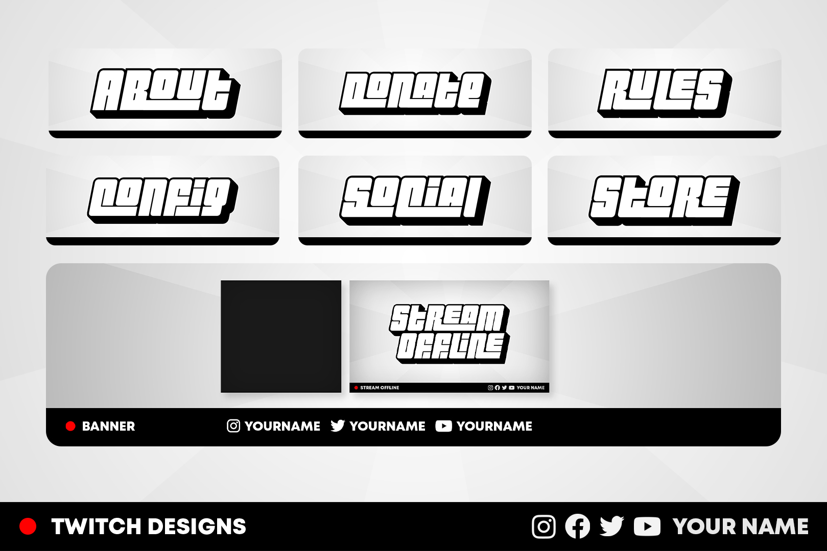 Cartoon stream pack whimsical overlay bundle