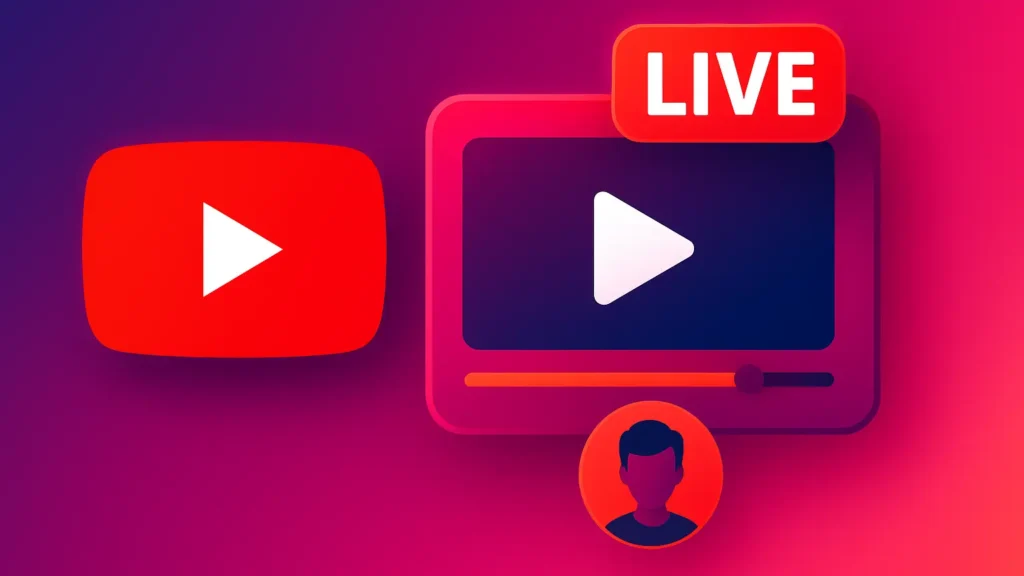 How to Stream on YouTube: The Complete Step-by-Step Guide 1 A stylized illustration showing the YouTube logo and a video player with a live badge, with a content creator icon underneath