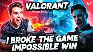 Creator Kit's video SEO service example a high-impact Valorant thumbnail for an Impossible Win video.