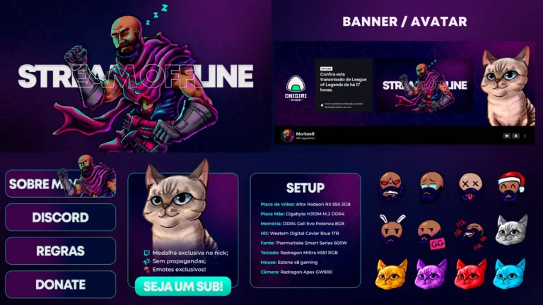 stream overlay packs demo — neon purple animated scene for OBS 16:9 1080p