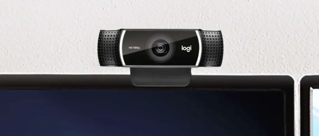 Logitech C922 Pro Stream webcam on a monitor