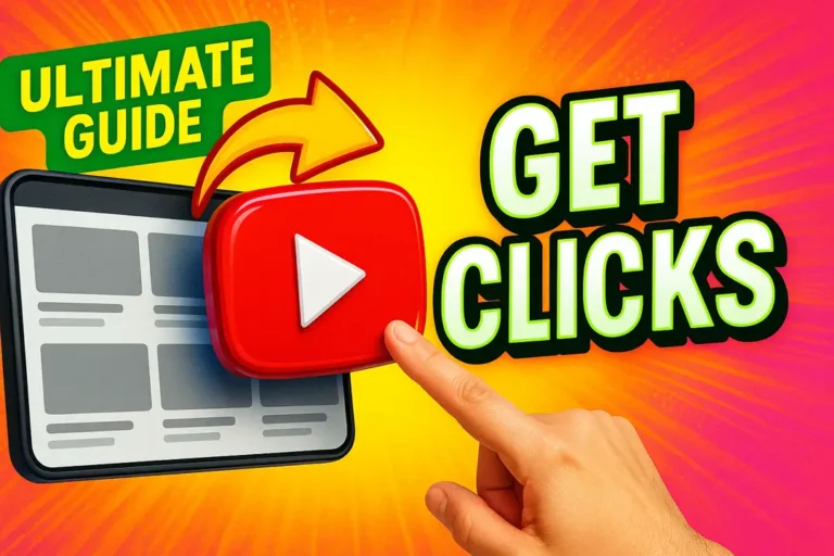 YouTube thumbnail for ‘The Ultimate Guide to Creating a Thumbnail That Gets Clicks’ — bold title, vibrant colors, high-CTR design