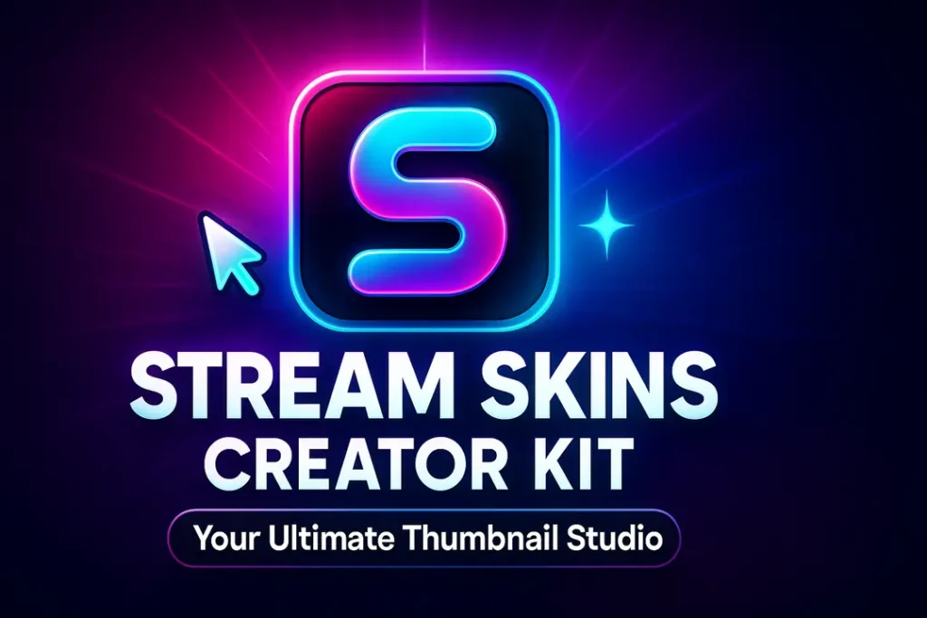Stream Skins Creator Kit logo — sleek, modern graphic with the tagline ‘Your Ultimate Thumbnail Studio’ for pro YouTube designs