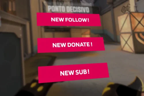 animated Valorant Twitch Alerts package for followers, subscribers, and donations, designed for OBS and Streamlabs.